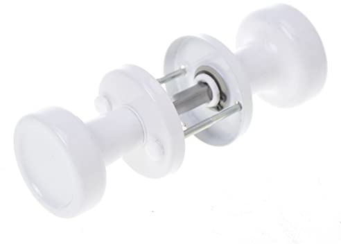 Aqbau® Poignée de Porte Bouton Rotatif sur Rosace Blanc – Bouton de Porte Métal, Robuste et Ergonomique | Ensemble Complet, Montage Facile, Sécurisé pour Enfants et Animaux