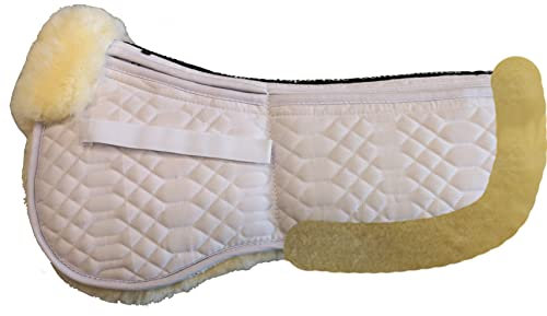 Engel Reitsport | SAKIS2AP-M-WEI-MED | Sattelkissen aus echtem Merino Lammfell | Korrektur Aufpolsterbar | mit Fellrand v&h | M | Stoff weiß Fell med.