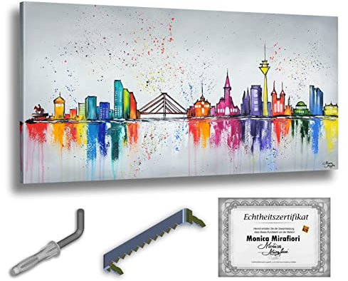 Monica Mirafiori I 100% HANDGEMALT I Gemälde Düsseldorf I 140x70cm | Gemälde Handgemalt | Acrylgemälde | Sehr Großes Acrylbild I Moderne Kunst I Kunstbilder
