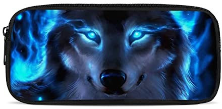 chaqlin Neon Wolf Stifteetui Federmäppchen für Kinder Teenager, Schule Stifteetui mit Tierdruck Reißverschluss Schreibwarentaschen Große Kapazität Marker Organizer für Schule Bürobedarf