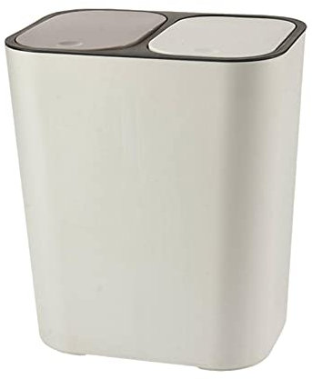 Wet and Drying Double Trash Can Recycling Bins Container Double Compartiment 15 litres Poubelle pour Cuisine, Dortoir, Blanche