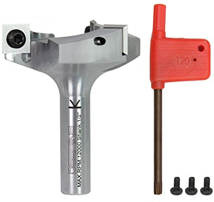 DEEFIINE Planfräser 12mm Schaft 60mm Durchmesser Hobelfräser für Oberfräse mit Wendeplatten spoilboard 3 Flöten CNC Planfräser für holz wendeplattenfräser Schaftfräser Abflachfräser Oberflächenbit