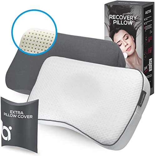 baenger Kopfkissen Set 50x30 cm (Oeko-Tex), orthopädisches Kissen aus High-Tech Memory Schaum mit extra Bezug, ergonomisches Nackenkissen mit Travel Bag, Seitenschläferkissen Nackenstützkissen Pillow