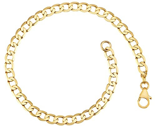 Panzerkette Armband 4,9mm breit | aus echt 333 Gold | hochglanzpoliertes Armband | Armkette Echtgold mit Karabinerverschluß