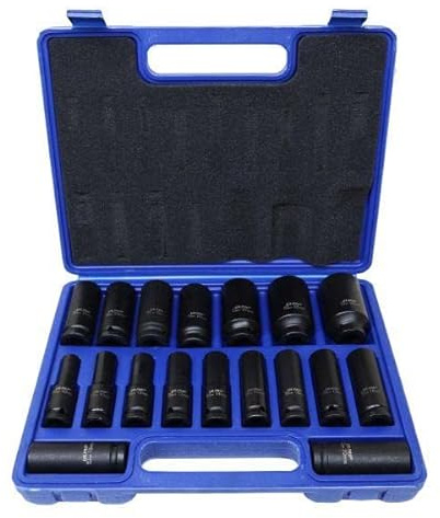 US PRO Tools 18PC 1/2 DR 6PT European Deep Impact Sockets 10-32mm 3923