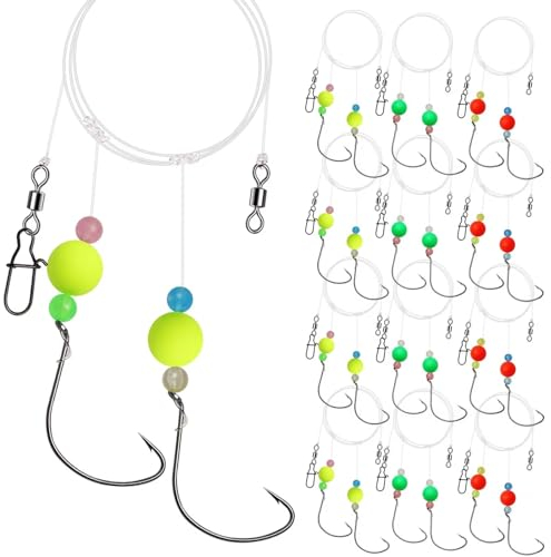 Dovesun Pompano Rigs zum Meeresangeln Pompano Floats Pre Rigged Flapper Rigs Pompano Rigs Angeln Rigs Form Rund-Breite Lücke Haken*12STK