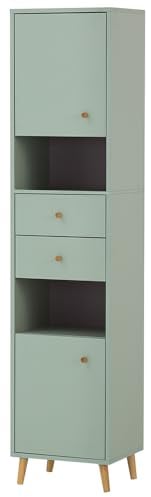 Lomadox Badmöbel Hochschrank in Mint, B/H/T ca. 40,3/180,6/33,1 cm