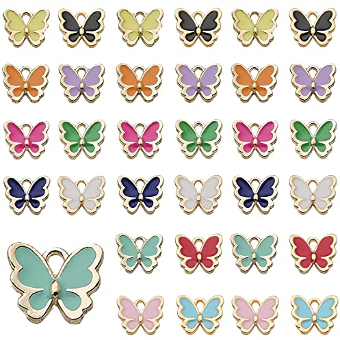 Hayaww 36 Pcs Schmetterling AnhäNger, GlüCk AnhäNger Schmuck ZubehöR Emaille Charms AnhäNgerk Charms Schmetterling AnhäNger Charms AnhäNger Schmuck FüR Diy Halskette SchlüSselbund Armband