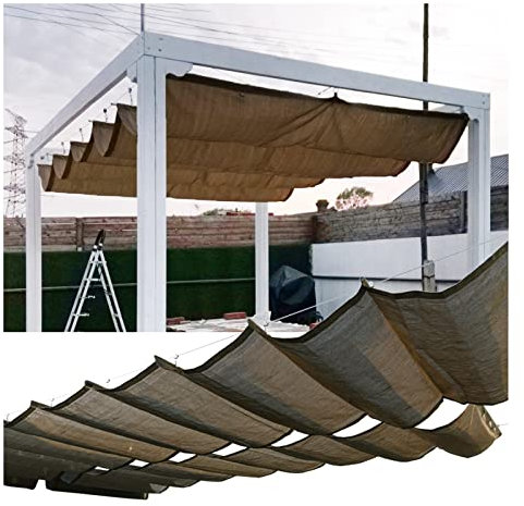 Pergola con Tetto Retrattile, Copertura per Ombra a baldacchino pergola Retrattile, Tenda per Tenda da Sole a Filo Scorrevole per Esterni, Vela Parasole a Onda