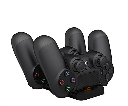 Base de Carga Doble USB Inalambrica para PS4 Playstation 4 Base de Carga Doble USB para PS4 Controller Joystick Gamepad (Black)