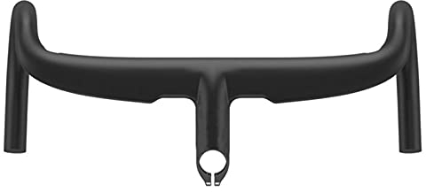 Fahrradvorbau, schwarz, matt, Vollkohlefaser, integrierter Rennradlenker, Fahrradlenker, gebogene Stangen mit Vorbau 400/420/440 mm (Farbe: kein Logo, 440 x 120 mm)