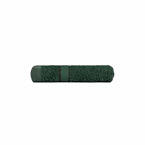 Brentfords Luxury 100% Cotton Face Cloth Bathroom Absorbent Bordered Towel Quick Dry, Single Pack - 30 x 30cm - Forest Green