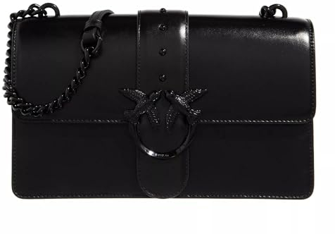Pinko Damen Love One Classic Cl Naplack Tasche, Z99b_Schwarz Limousine Block Color