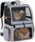 Lekespring Doppellagige Katzen Rucksack für 2 Katzen Große Katzen Transport Rucksack Faltbare Haustier Rucksack für Katzen Hunde bis 11kg, Streifen