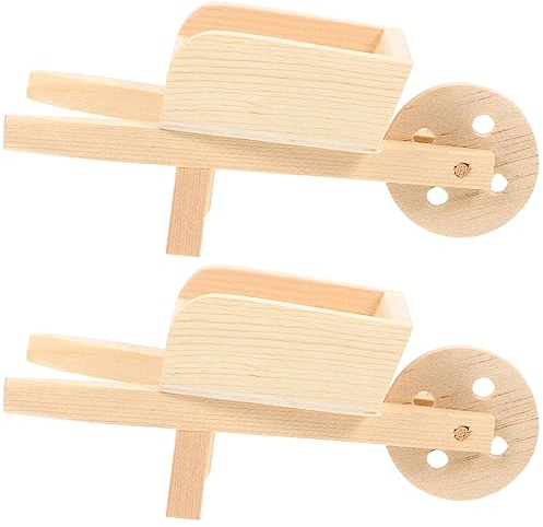 Alipis 2 Pz Minicarrello Modello Di Carrello Agricolo Carriole in Miniatura Carrellino Carriola Per Bambini Mini Decorazione Della Casa Carrelli a Ruote Di Legno Casa Delle Bambole Ruota