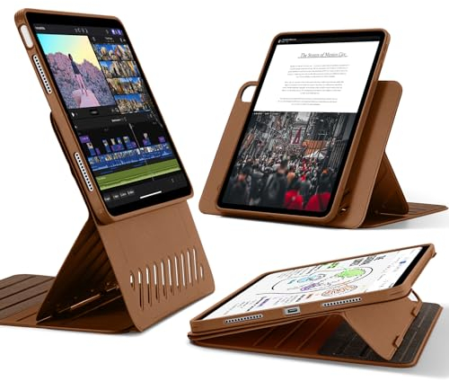 ESR Custodia per iPad Air 5a/4a generazione (2022/2020), custodia magnetica rimovibile, supporto regolabile verticale/orizzontale con visualizzazione rialzata, 9 angoli in piedi, serie Shift, marrone