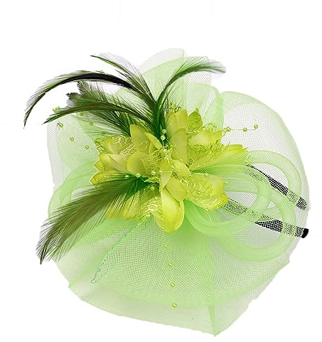 LJRPUPY Blume Derby Fascinators Hut Tee Party Kopfschmuck Kirche Kopfbedeckung Hochzeit Abschlussball Fascinator Hut für Frauen, Frucht Grün, 7 1/4