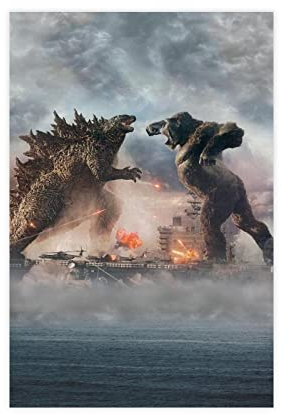 GUyfam Godzilla Vs King Kong Filmposter 25 Leinwand Poster Wandkunst Dekor Druck Bild Gemälde für Wohnzimmer Schlafzimmer Dekoration 40 x 60 cm
