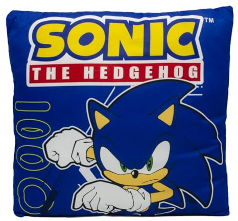 ms móvil shop Sonic The Hedgehog Dekokissen, Blau, 40 x 40 cm, Sega Zeichnungen für Kinder, offizielles Produkt