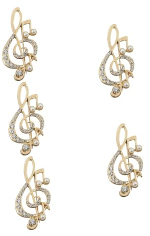 5Er Set Musiknoten Brosche - Goldene Perlen Anstecknadel FüR Kleidung, Schal Und MüTze, Dekorative Brosche FüR Damen