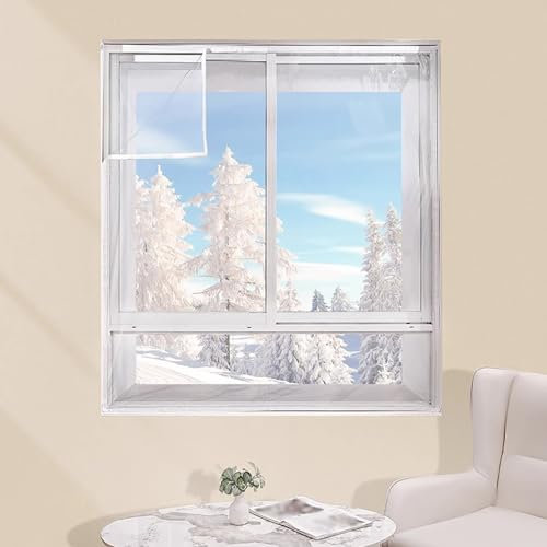 Thermo Cover Fenster-Isolierfolie,Transparente Fenster Isolierfolie Thermo Cover,Planen-Isolierfolie,Isolierte Fensterfolie,Schneidbare Plane,für Winter und Kälte (50x50cm/20x20)