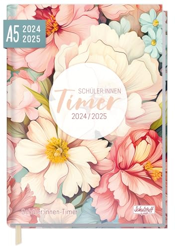 Schulstuff Schüler-Timer 2024/2025 A5 Dreamy Flowers Schülerkalender, Schüler-Tagebuch, Schülerplaner, Hausaufgabenheft - Organisiert durchs neue Schuljahr - nachhaltig & klimafreundlich