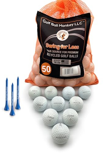 Golf Ball Monkey Recycled Golf Balls for Titleist ProV1 & Pro V1X - 50, 4A