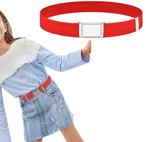 NiceYnn Elastischer Gürtel für Kinder, Jungen, Mädchen, 2 – 15 Jahre, komplett verstellbar, dehnbar, für Hosen, Jeans, Kleid, rot, One Size