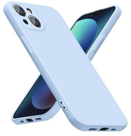 LoeoeL for iPhone 13 Phone Case Silicone, Minimalist Ultra Thin Slim Soft Rubber Gel Solid Color Matte TPU Cute Case for Women Men, Girly Plain Aesthetic Design & Camera Cover Protection, Light Blue