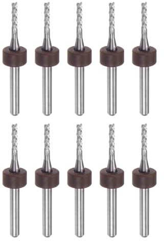 QUARKZMAN 10 Piezas de Fresas de Extremo de 1.8mm Vástago Recto de 1/8 | de Carburo Sólido, Herramientas de Grabado para Placas de Circuito Impreso, para Máquinas de Fresado CNC