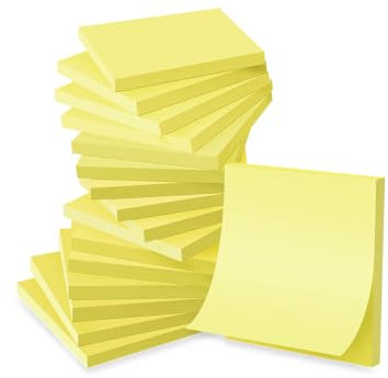 Wowivy 16-Packungen Haftnotizen, 76 x 76 mm, Yellow, Sticky Pads, recycelbar, Self-Stick Notes Pads,klebezettel, einfach zu posten für Zuhause, Büro, 55 Blätter/Pad, 880 Blätter Gesamt