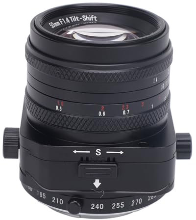 Lente Manual de Inclinación F1.4 de 50 Mm, Lente de Retrato Inclinable de Medio Marco de Gran Apertura Compatible con Cámaras con Montura E A6000 A6300 A6400 A7C A7MIII A7MIV