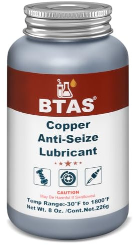 BTAS Copper Anti Seize Grease Lubricant High Temp Never Antiseize Compound for Spark Plug Bolts 8 oz