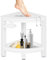NALONE Corner Shower Stool, HDPE Shower Bench for Inside Shower, Small Shower Chair Seat for Shaving Legs with Storage Shelf, Soap Box and No-Slip Feet (White)