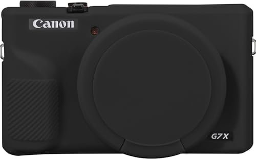 Canboc Case for Canon PowerShot G7X Mark III Digital Camera, G7X Mark III Soft Silicone Cover with Detachable Lens Cover, Black (Case Only)
