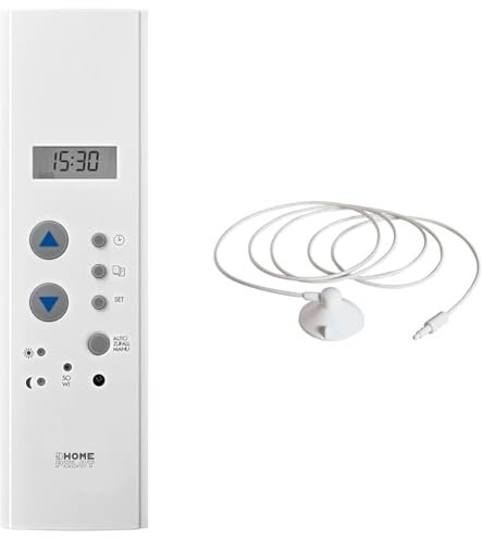 HOMEPILOT Zeitschaltuhr Gurtkastenformat + 3 m Sonnensensor, Rollladenschalter für Rollladenmotor