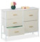 Relaxdays Kommode, 5 Stoffschubladen, Flur, Schlafzimmer, HxBxT: 76 x 100 x 31 cm, Schubladenschrank, Metall, weiß/Gold