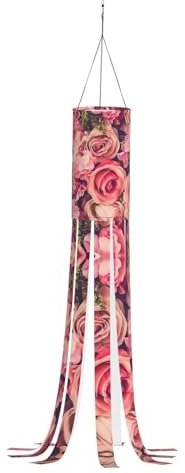 ZXERTG Rote Rose 6 Drucke, verführerische Herbst-Outdoor-Dekoration mit Thanksgiving-, Winter-, Frühlings-Themen, Windsäcke für Jahreszeiten