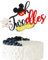Arthsdite 1Pc Mick Mouse Inspired Oh Twodles Cake Topper for Boys, Black Gold Red Glitter Mouse 2nd Birthday Cake Topper for Second Birthday Party Decorations Supplies