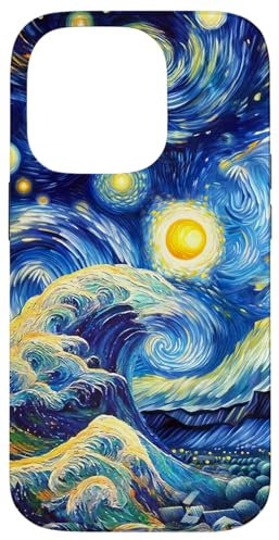 iPhone 14 Pro Aesthetic Starry Night Van Gogh Kanagawa Waves Case