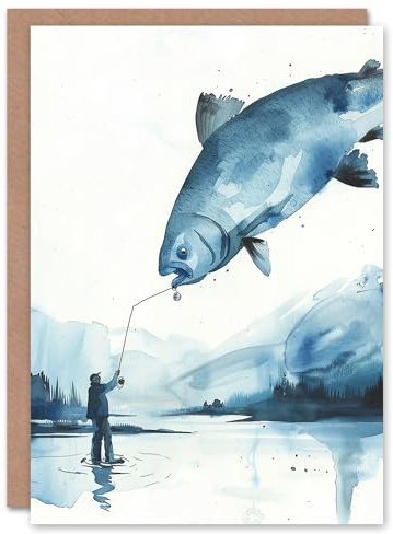 Artery8 Legendary Catch Reel Fishing Fish Watercolour For Him Man Birthday Card