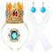 baotongle 4 Stück Prinzessin Kostüm Zubehör Princess Costume mit Krone Ohrringe Handschuhe Brosche Für Karneval Halloween Cosplay Kostüme