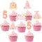 Sursurprise Prinzessin Thema 5. Geburtstag Party Dekorationen Rosa Gold, 24PCS Ihre königlichen Fiveness Cupcake Toppers, Crown Castle Hochzeitskleid Kuchen Picks