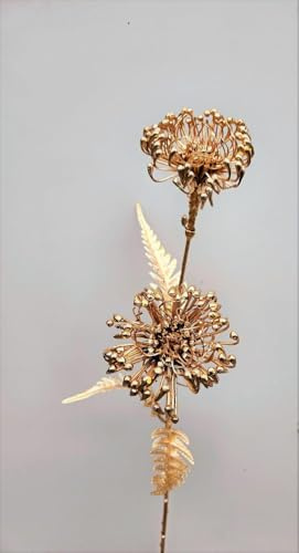 artplants.de Kunstblumenzweig Nadelkissen Protea Cormac, Gold, 85cm