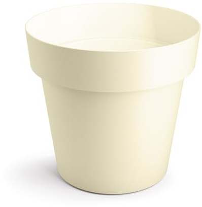 B2C Plant Pots Flower Planter 6 Colours 4 sizes Matt Plastic Pot Classic Look Home Deco Pot Plastic Lightweight (Ecru Matt, 14cm)