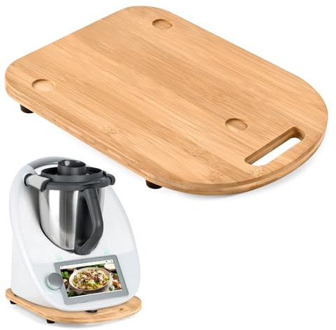CHEPULA Gleitbrett für Thermomix TM6 / TM5, Premium Bambus Brett für Thermomix mit Rollen, Schnelles Bewegen Rollbrett für Thermomix Vorwerk Küchenmaschine