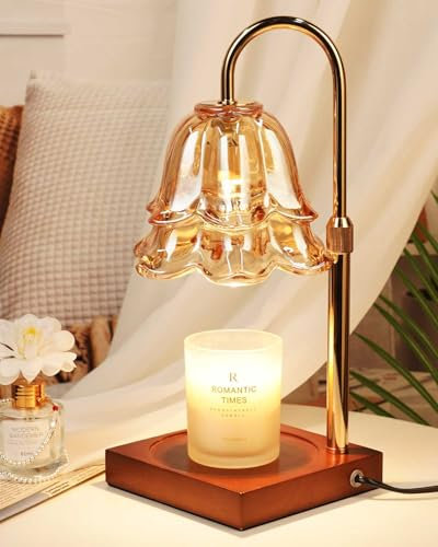 Funistree Candle Warmer Lamp with Dimmer and Timer, Electric Wax Melter for Scented Candle Jar, Home Gifts for Women Mum Friends, Birthday Presents for Her, Amber Candle Heater Lamp with 2 Bulbs