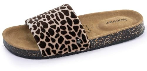 Isotoner Chaussons pantoufles Mules ouvertes femme semelle extra souple, 39 EU, girafe