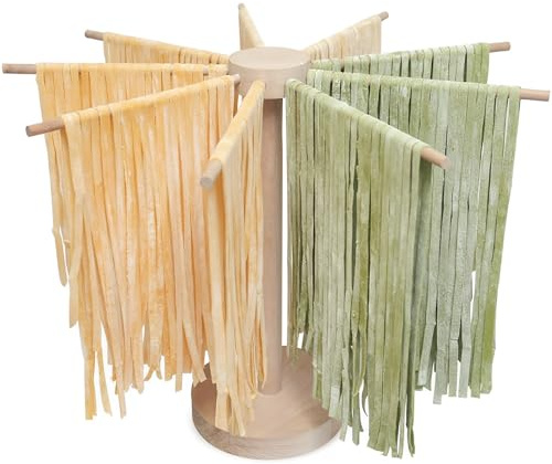 Essiccatore per patate in legno per spaghetti pieghevole con 9 barre può Pasta Drying Rack Contenere 4,5 kg di tagliatelle per asciugare la pasta fatta in casa
