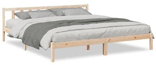 HEFZGDB Extra langes Massivholzbett ohne Matratze 200x220 Kiefernholz Ehebett Bettgestell Bed Frame Single Bed für Herberge Wohnbereich Gästezimmer Schlafzimmer